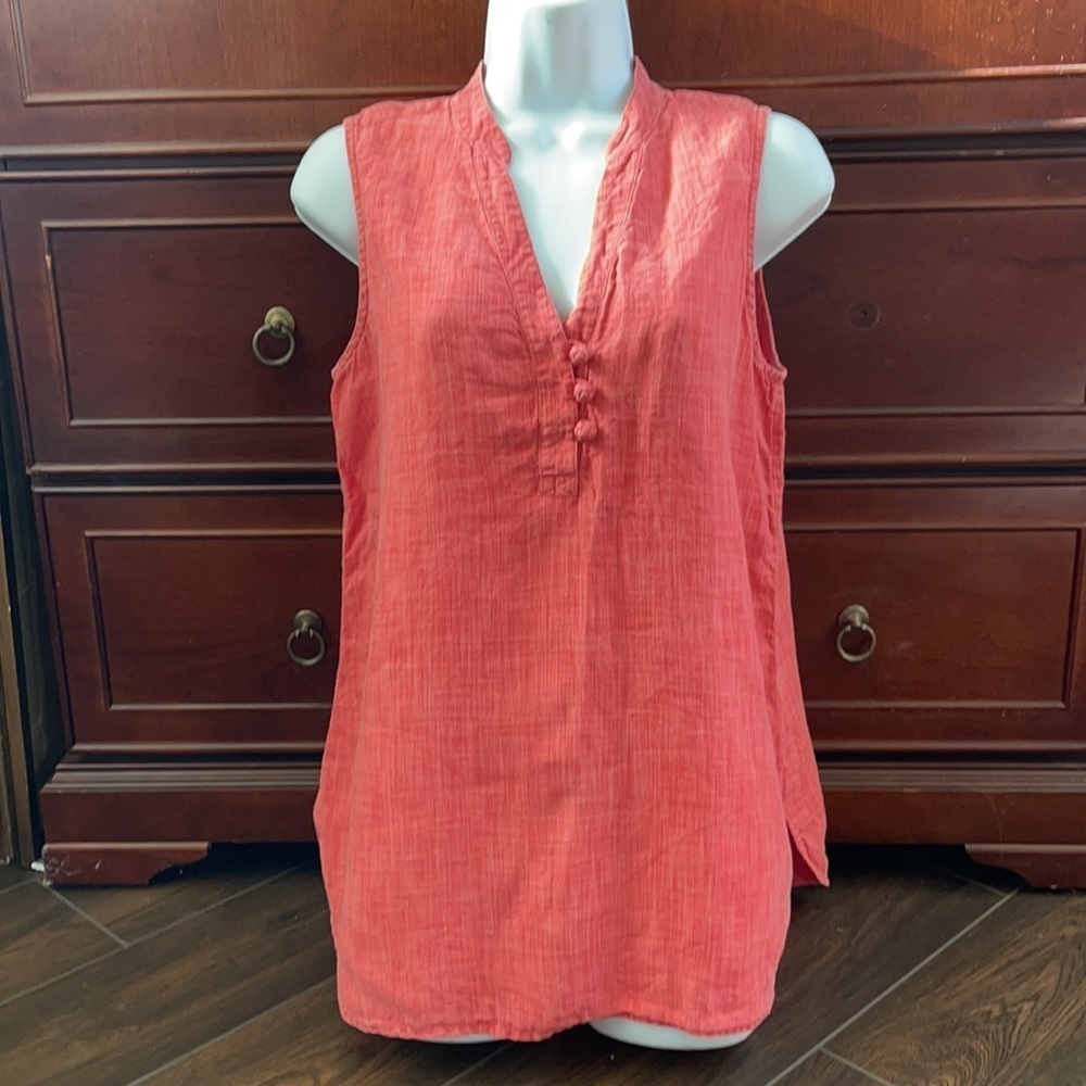 J. Jill coral linen blouse